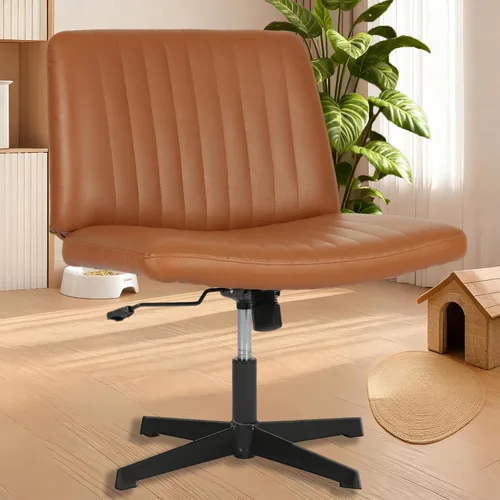 Miniatura 11 de Silla Criss Cross, Silla de Escritorio sin Brazos sin Ruedas, Silla de Oficina con Patas Cruzadas, Silla de Tocador Giratoria, Silla de Trabajo