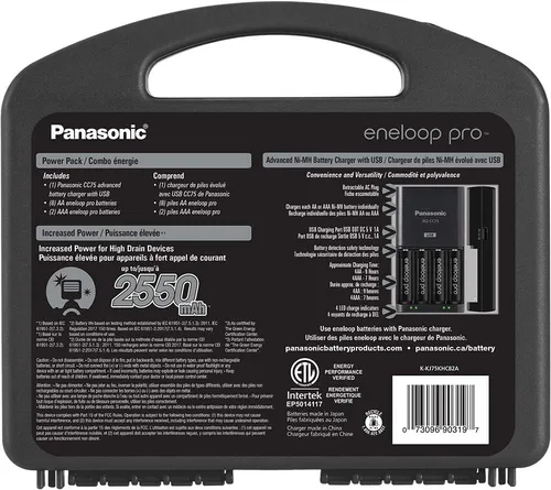Miniatura 3 de Panasonic K-KJ75KHC82A Eneloop pro - Baterías recargables de alta capacidad 8AA y Panasonic BK-4HCCA12FA pro AAA baterías recargables precargadas