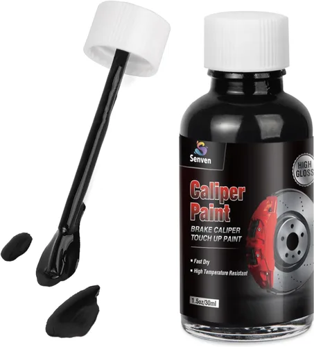 Pintura para Pinzas de Freno Negra Caliper Touch Up Pintura de Reparación Negra Brillante Resistente al Calor de Alta Temperatura 1.5oz Negro