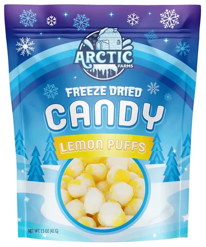 Miniatura 11 de Arctic Farms Caramelos liofilizados de caramelo agrio en bolsa y en caja (Gigantes de limón) (3 onzas)
