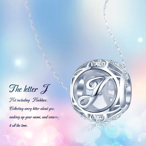 Miniatura 46 de FOREVER QUEEN - Dije con letra inicial de la A a la Z, para pulsera y collar, de plata de ley 925 con cuentas de circonita cúbica, joyería de regalo