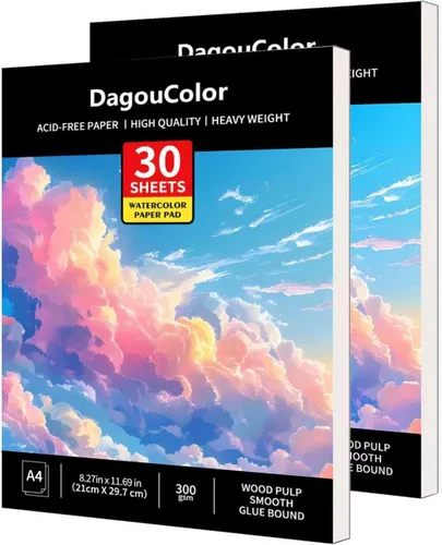 Miniatura 10 de DagouColor Bloc de papel de acuarela, A4, 1 paquete, 30 hojas, papel prensado en frío de 140 libras/10.58 oz/m², libro de artista para adultos
