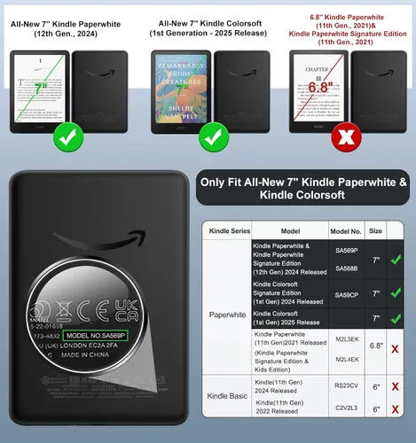 Miniatura 2 de MoKo Funda para Kindle Paperwhite de 12ª generación 2024 de 7 pulgadas y Kindle Colorsoft Signature Edition 2024, ligera funda protectora