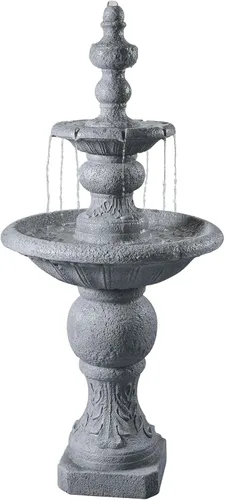 Miniatura 15 de Teamson Home Fuente de agua en cascada de piedra apilada de 4 niveles para exteriores de 28.5 pulgadas con luces LED, gris