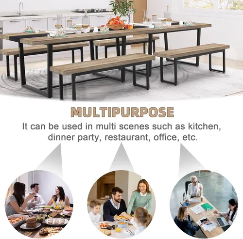 Miniatura 6 de STHOUYN Mesa de comedor grande de 71 pulgadas y 6 pies para mesa de comedor de 6 y 8 asientos, cocina moderna rectangular estilo casa de campo, Gris