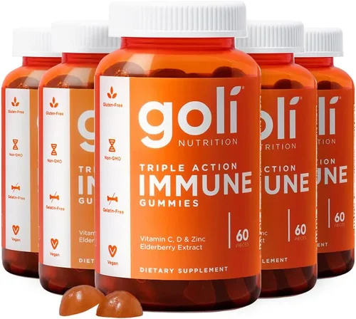 Miniatura 12 de Goli Gomitas de vitaminas inmunológicas, 60 unidades, saúco, vitamina C, D y zinc, veganas, sin OMG, sin gluten y sin gelatina, paquete de 1
