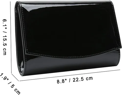 Miniatura 6 de CHARMING TAILOR Bolso de noche elegante clásico con solapa de charol, bolso de vestir elegante