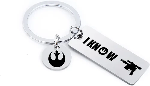 Miniatura 4 de Cualque Llavero de estrella con texto en inglés I Love You I Know 2 unidades llavero de Han y Leia Wars juego de regalos para parejas para novios