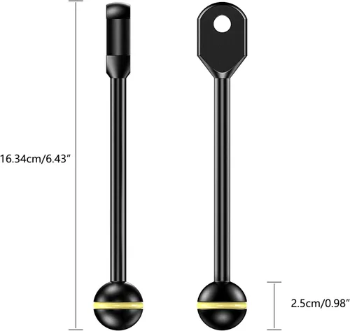 Miniatura 2 de Seafrogs - Brazo de clip de bola a cabeza YS de 1 pulgada, 6.43 pulgadas/6.4 in, aleación de aluminio, brazo adaptador de cabeza YS, conector AM-4