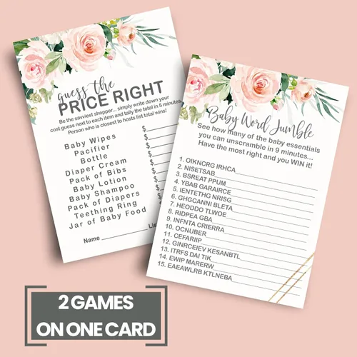 Miniatura 4 de Graceful - Juegos florales para baby shower, 25 cada uno, adivina el precio correcto, Baby Shower Word Scramble, Baby Name Race y Who Knows Mommy