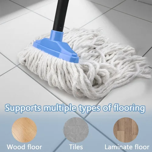 Miniatura 5 de Trapeadores de algodón para interiores para limpieza de suelos, mopa de limpieza de interiores para suelos de madera, azulejos, suelos de madera