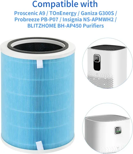 Miniatura 2 de Paquete de 1 filtro de repuesto compatible con Proscenic A9 y TOnEnergy, purificadores Ganiza G300S, también compatible con Probreeze PB-P07 e