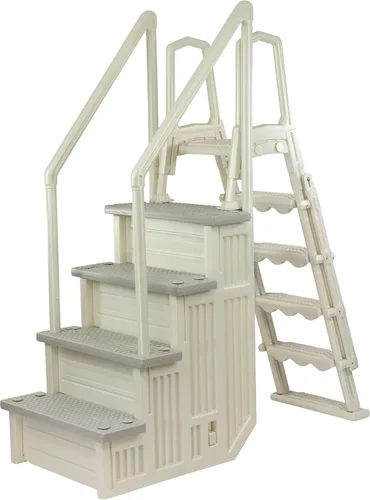 Miniatura 10 de Aqua Select Everest en escalones de piscina Blanco perla con peldaños gris nube para piscinas sobre el suelo Montaje en cubiertas de 48 a 54