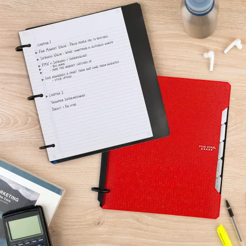 Miniatura 7 de Five Star Flex 29328 - Cuaderno recargable + aplicación de estudio, papel rayado universitario, anillos TechLock de 1 pulgada, bolsillos, pestañas