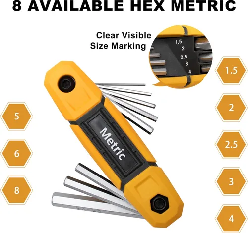 Miniatura 3 de MULWARK Juego de llaves Allen plegables de 17 piezas Sistema métrico y estándar SAE – Herramienta de llave 2 unidades hexagonales portátiles