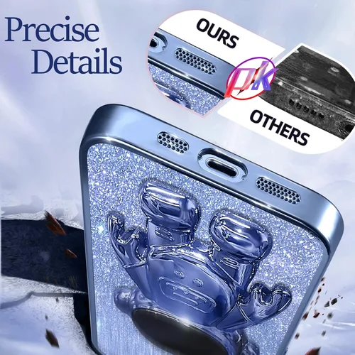 Miniatura 75 de Buleens Funda para iPhone 11 Pro Max Astronauta, Fundas Transparentes para iPhone 11 ProMax con Papel con Purpurina y Soporte de Astronauta, Mujeres