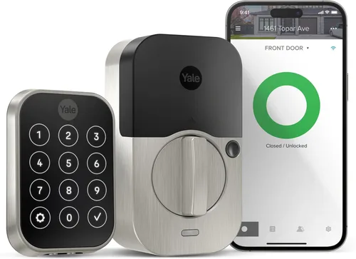 Yale Assure Lock 2 con Wi-Fi – Cerradura inteligente de níquel satinado para puerta delantera con teclado, control de aplicaciones, llave de