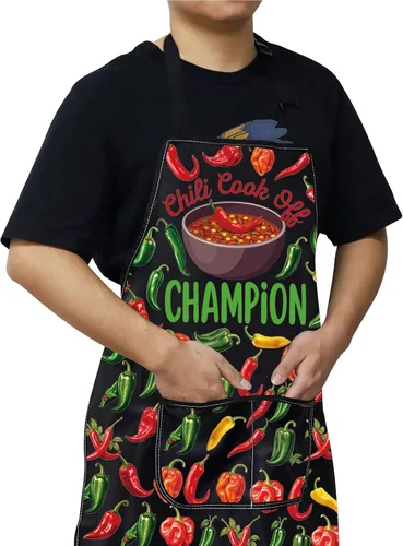 Miniatura 5 de WZMPA Chili Cook Off Champion - Delantal de cocina para chili, regalo de chef, delantales de cocina ajustables para hombres y mujeres