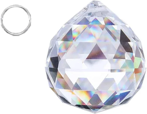Miniatura 11 de Crystalsuncatcher - Lámpara colgante de bola de cristal transparente de 0.78 pulgadas (0.787 in) para árbol de Navidad, colgante de gota para árbol