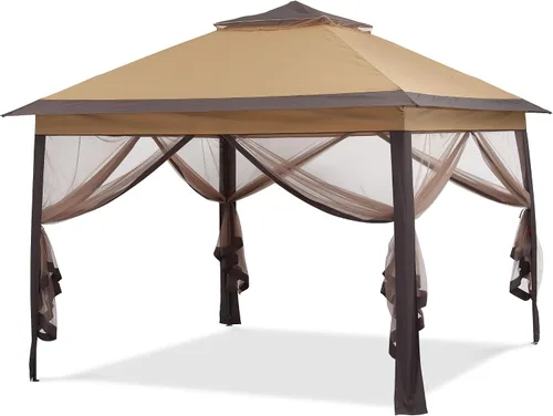 Miniatura 13 de GDY 11x11 ft Gazebo Tent Folding Heavy Duty Height Adjustable Sun Shelter Gazebos, White