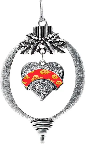 Miniatura 55 de Inspired Silver - Red Merry - Adorno de Navidad plateado - Adorno de árbol de Navidad con dije de corazón con circonita cúbica - Decoración colgante