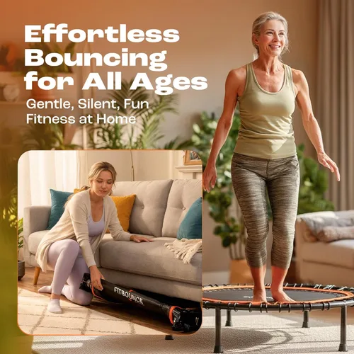 Miniatura 3 de MXL FIT Bounce PRO Bungee Rebounder - Premium Indoor Mini Trampoline for Adults, Silent Low-Impact Bounce, Half-Folding with Foldable Steel Legs &