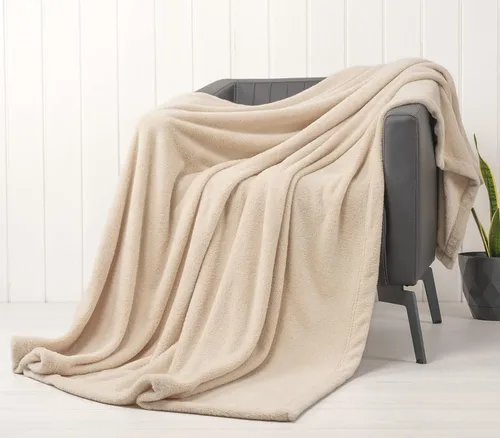 American Soft Linen Manta de forro polar de tamaño individual de 60 x 80 pulgadas, manta suave y mullida para cama, sofá, color beige