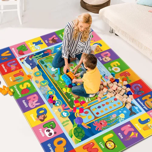 Miniatura 7 de Tapete de juego para el suelo, tapete de juego para niños, tapete educativo para el tiempo boca abajo, tapete de juego ABC suave para niños