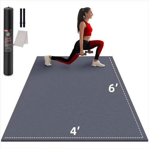 Miniatura 12 de GymCope - Alfombra grande para entrenar en casa, 12 x 6 pies, 10 x 6 pies, 9 x 6 pies, 8 x 6 pies, 7 x 5 pies, 6 x 4 pies, extragrueso, alfombra