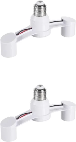 TEHAUX Paquete de 2 divisor de enchufe de luz E27 de doble cabezal, soporte de lámpara doble de 7 pulgadas de ancho, adaptador divisor de bombilla