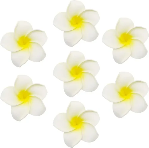 Miniatura 9 de 100 pétalos artificiales de plumeria rubra hawaiana de espuma de Frangipani de 2.4 pulgadas de diámetro, para decoración de bodas, fiestas