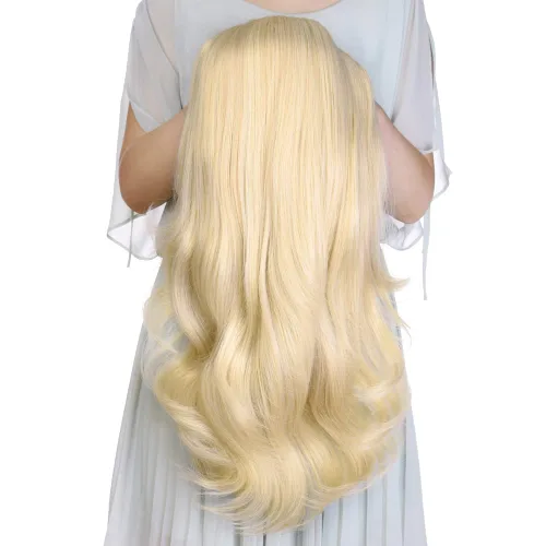 Miniatura 17 de Extensiones de cabello sintético ondulado de 24 pulgadas con clip para media cabeza atada, de alta calidad, fibras japonesas premium para mujer, 11#