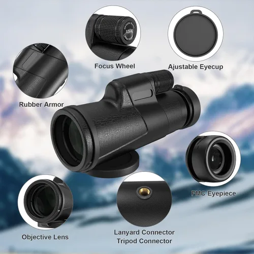 Miniatura 2 de Telescopio monocular de 12 x 42 para adultos, monoculares compactos HD de alta potencia, telescopio portátil de mano con prisma BAK4 y lente FMC