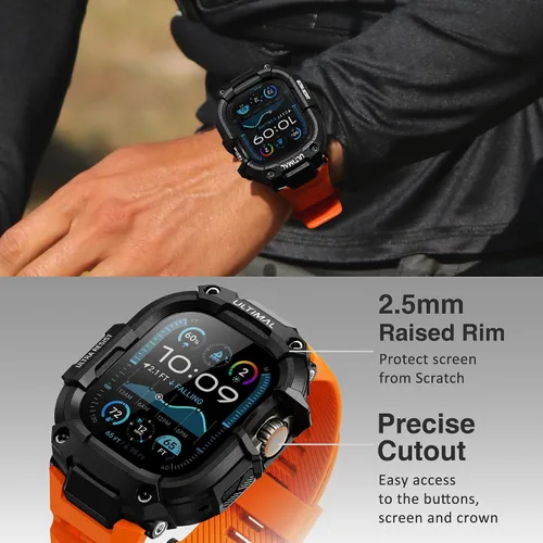 Miniatura 3 de ULTIMAL - Correa resistente con estuche para Apple Watch de 44 mm, correa protectora a prueba de golpes de grado militar para hombres, correa