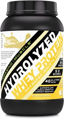 Amazing Muscle Aislado de proteína de suero hidrolizado | 0.88 onzas | Suplemento en polvo | Sin OMG | Fabricado en Estados Unidos (3 libras,