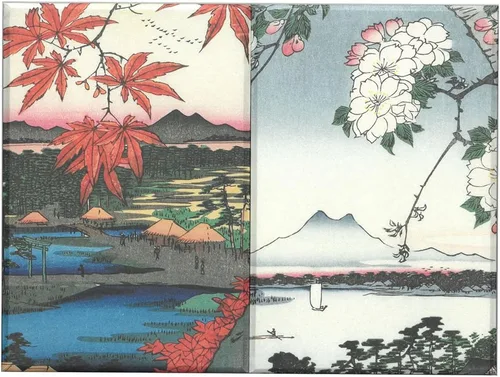 Miniatura 3 de Geisudou N012 Goshuin Book, Utagawa Hiroshige, One Hundred Famous Views of Edo, Sumidagawa Suijin no Mori Masaki, Autumn Leaves in Manama