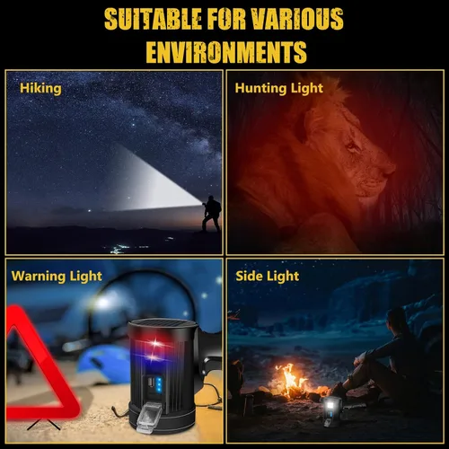 Miniatura 8 de Foco Reflector de 1000000 Lúmenes, 6 Modos Linterna LED Recargable Como Se Ve en TV con Trípode, 3 Filtros de Color, Luces Solares Super Brillantes