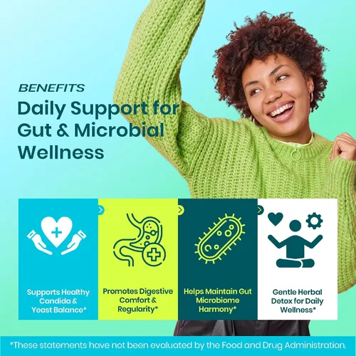 Miniatura 2 de Limpieza de Cándida y Equilibrio de Levaduras para Mujeres Desintoxicación Herbal de Parásitos con Orégano, Ajenjo, Nuez Negra y Clavo Fórmula