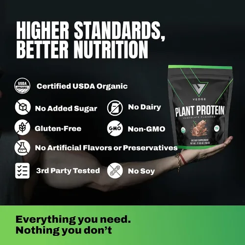 Miniatura 5 de VEDGE Proteína vegana en polvo – Proteína vegetal en polvo con guisante, calabaza y girasol – USDA orgánico, aminoácidos, sin lácteos, sin gluten