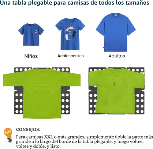 Miniatura 3 de Geniusidea Tabla para plegar camisas, tabla para plegar playeras para lavadero, tabla para plegar ropa de plástico PP ajustable, fácil de plegar