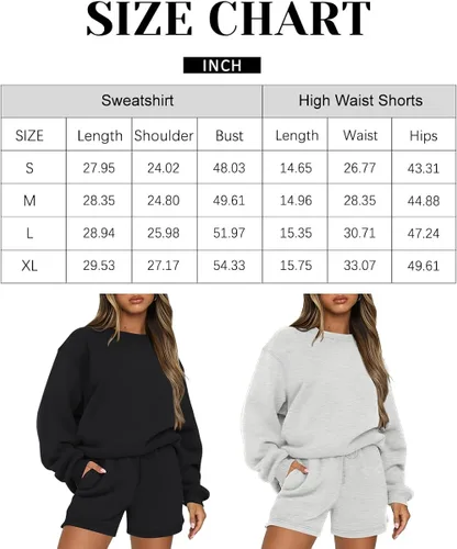 Miniatura 5 de AUTOMET Conjunto de 2 piezas para mujer, conjunto de descanso de dos piezas, conjunto de sudadera a juego, cómodo, conjunto corto, ropa de moda