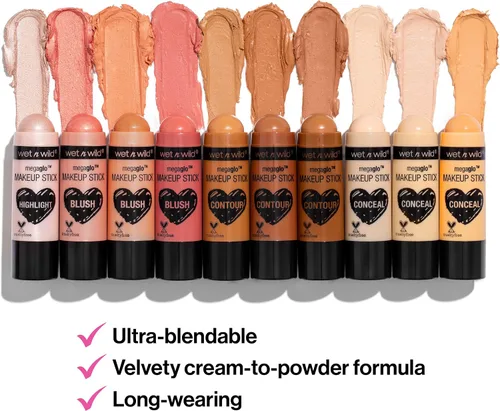 Miniatura 3 de Wet n Wild MegaGlo Conceal & Contour Highlighter Stick & MegaGlo - Barra de maquillaje para ocultar y contornear neutro, sigue tu bisque y MegaGlo