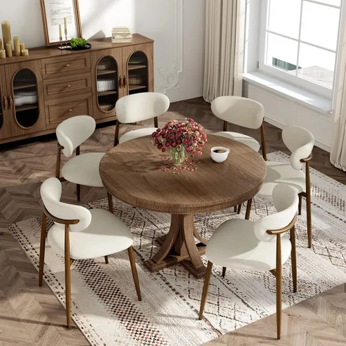Miniatura 9 de MALOL Juego de 2 sillas de comedor, sillas de cocina con respaldo curvado con patas de metal y almohadillas antideslizantes, silla de comedor