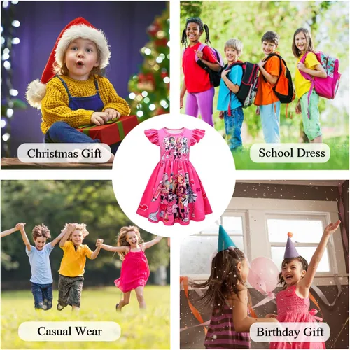 Miniatura 7 de CREATIE Girls Casual Dress Flutter Sleeve Playwear 4-10Y