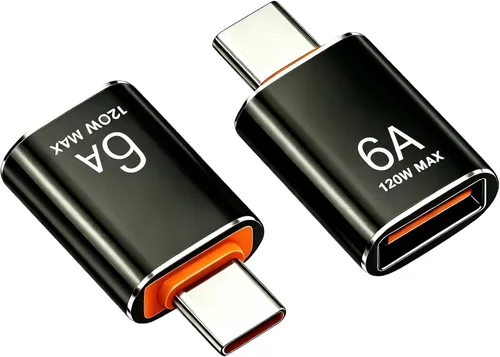 Miniatura 10 de BOMIE Adaptador USB C a USB, paquete de 10 unidades, 6A 120 W, carga rápida, transferencia de datos de 10 Gbps, USB C macho a USB 3.2 hembra OTG
