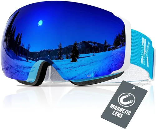 Miniatura 15 de Innerking Gafas de esquí intercambiables, gafas de nieve con lente magnética, gafas de snowboard antivaho OTG para mujeres, hombres, adultos