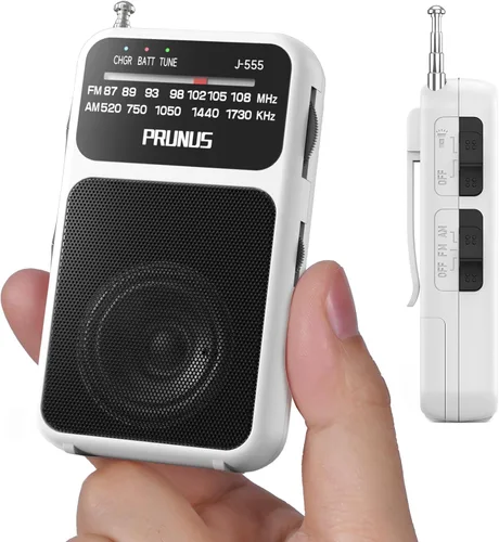 Miniatura 9 de PRUNUS J-555 - Radio de Bolsillo AM FM con Carga USB-C y Batería, Excelente Recepción y Altavoz Claro con Conector para Auriculares, Clip Posterior