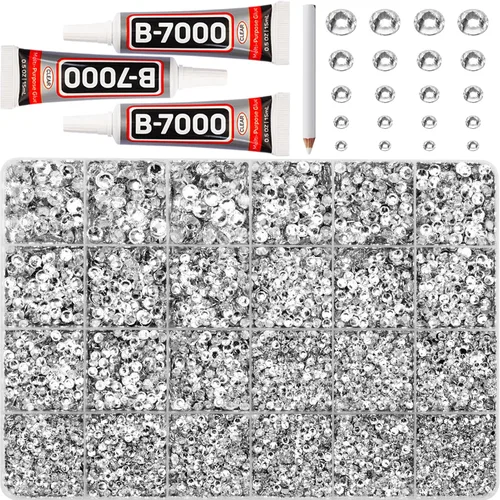 Miniatura 25 de Pegamento para Gemas b7000 con 7500 Piezas de Diamantes de Imitación Rojos para Manualidades, Ropa, Tela, Cristales de Parte Plana para Zapatos