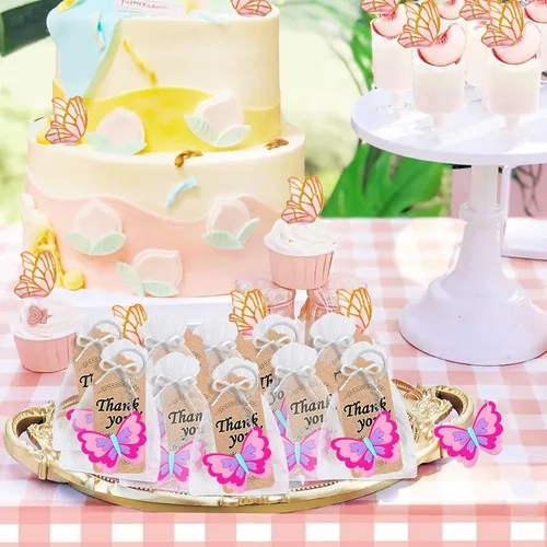 Miniatura 6 de CiciBear Paquete de 24 llaveros de mariposa para decoración de fiesta para invitados, fiesta temática de mariposas, baby shower, fiesta escolar
