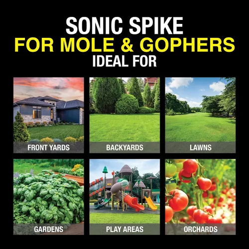 Miniatura 4 de The Giant Destroyer Sonic Spike - Repelente de topos y toboganes, con energía solar, ultrasónico, repelente de animales, repele a los roedores